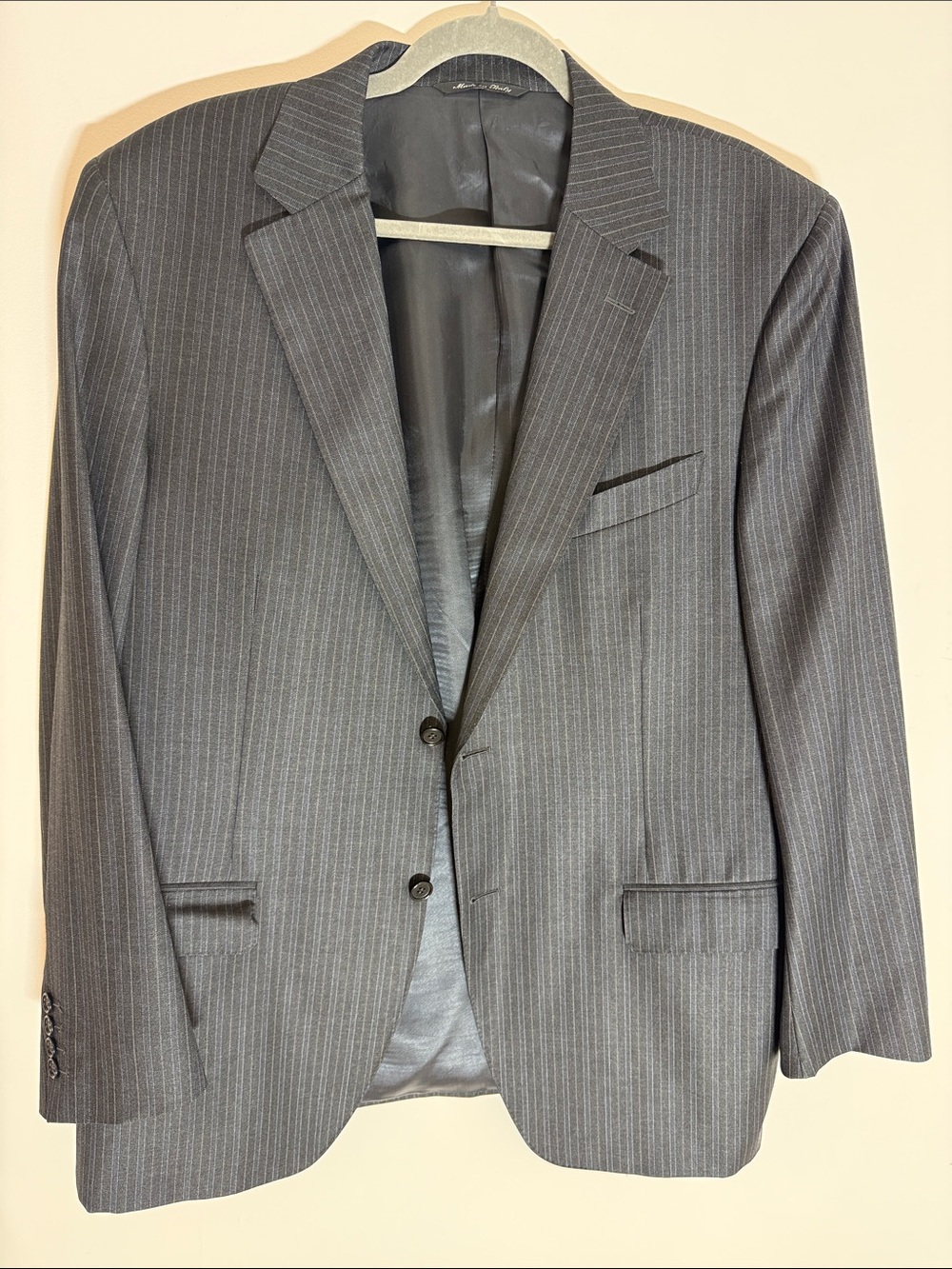 Canali Gray Pinstripe Two-Button Suit Jacket